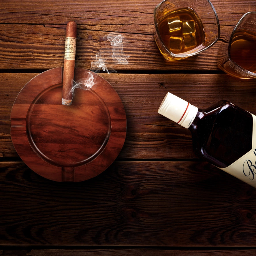 Wood Cigar Ashtray with 4 Slots