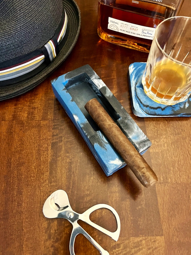 Concrete Cigar Ashtray and Coaster Set