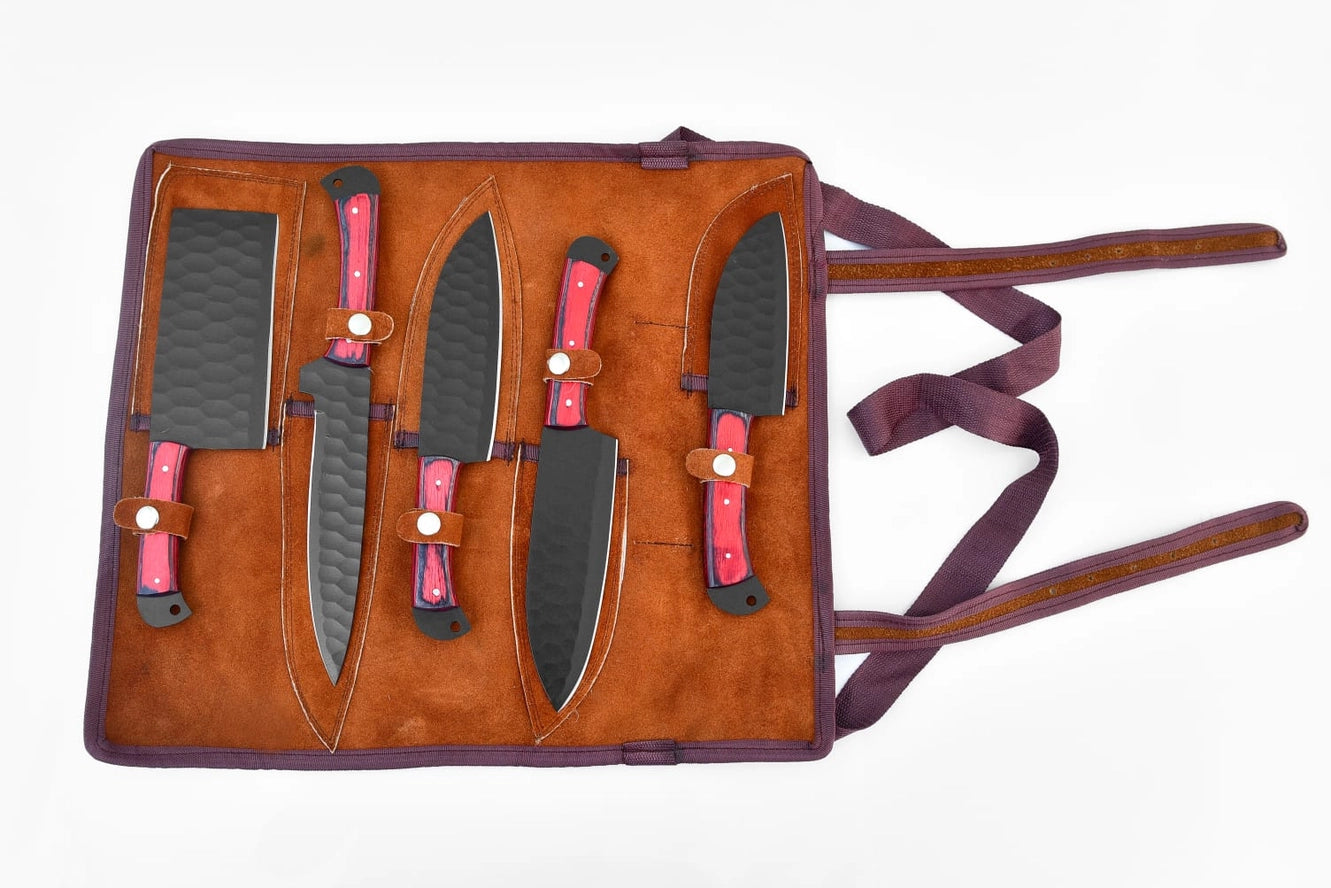 5-Piece Knife Set / with Leather Carry Bag