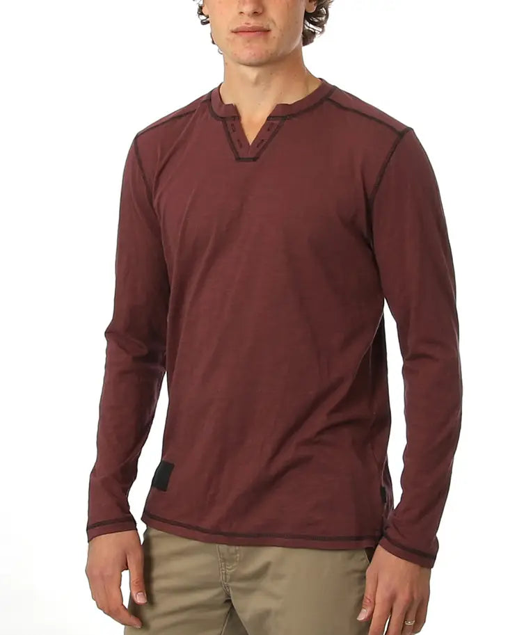 ZIMEGO Long Sleeve V-Neck Notch Henley Shirts
