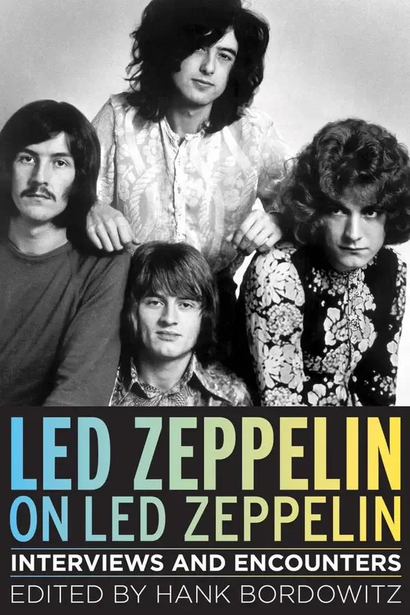 Book Led Zeppelin A cover image of the book 'Led Zeppelin On Led Zeppelin' featuring a black and white photo of the band members with text overlay.