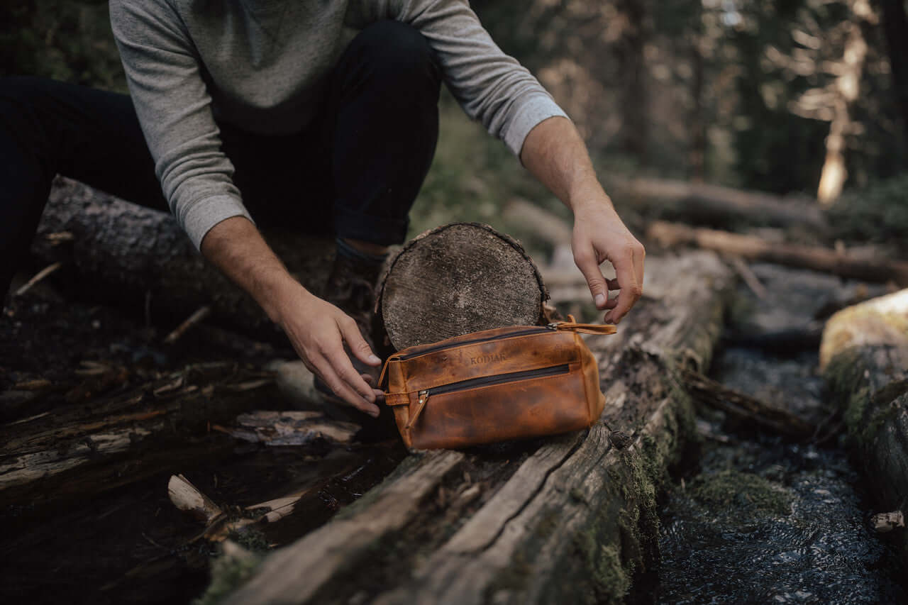 Leather Toiletry Dopp Bag