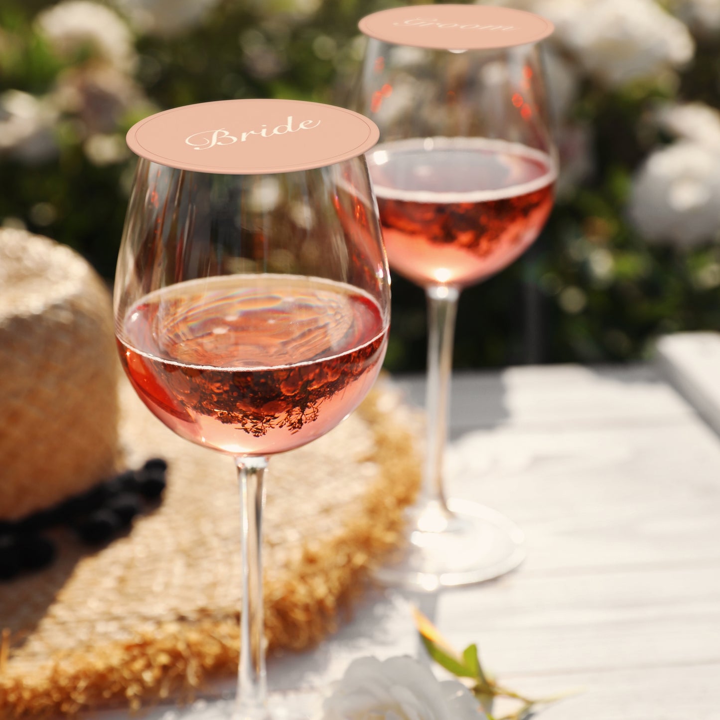 Bride & Groom Drink Covers - Wedding Wine Glass Covers