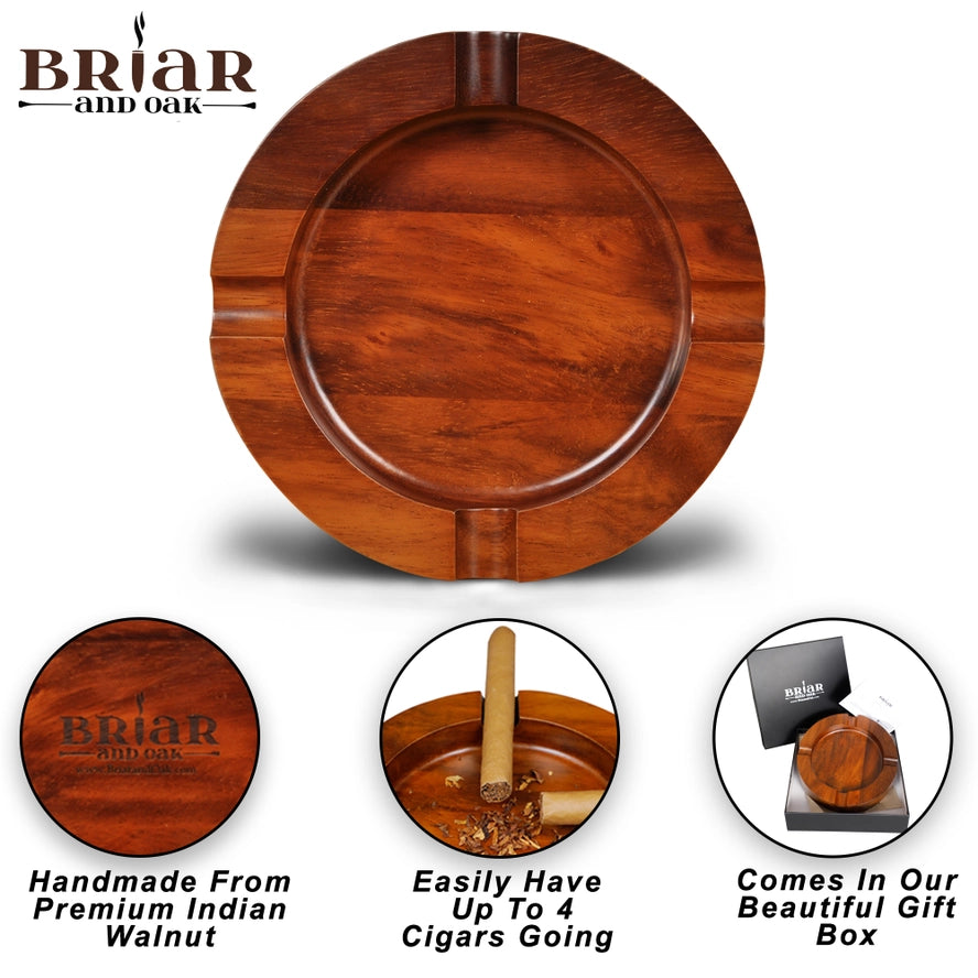 Wood Cigar Ashtray with 4 Slots