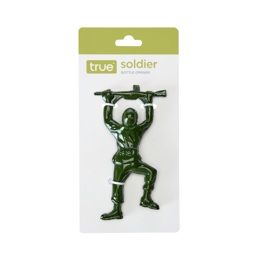 Toy Soldier Bottle Opener - Green Enameled Metal Army Man Beer Bottle Opener