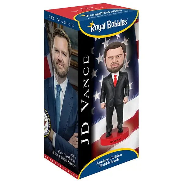 JD Vance bobblehead collectible by Royal Bobbles, showcasing a limited edition design for bobbleheads.