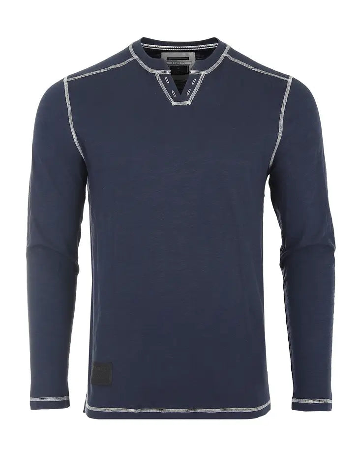 ZIMEGO Long Sleeve V-Neck Notch Henley Shirts