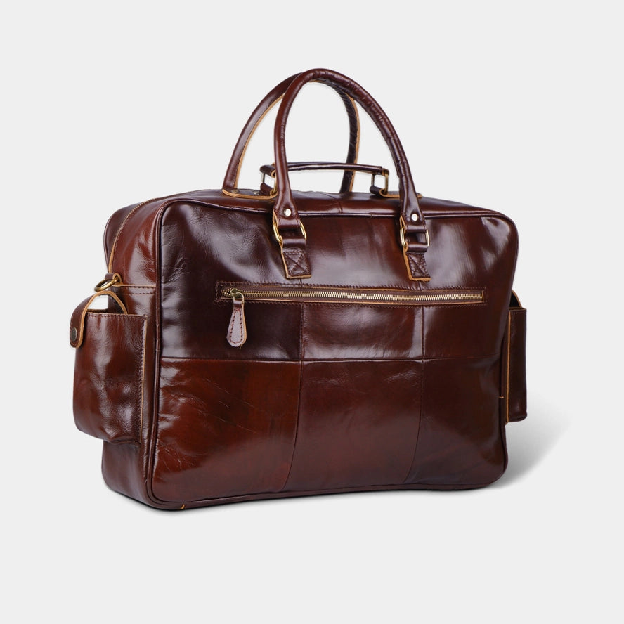 Norman Cherry Red Buffalo Leather Organizer Briefcase