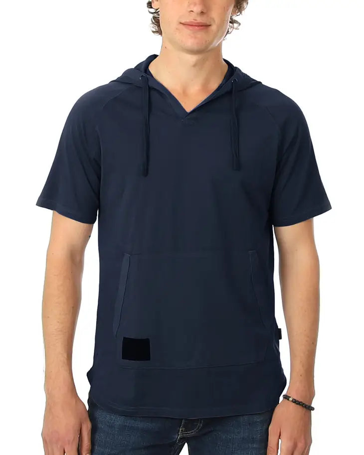 ZIMEGO Men's Short Sleeve Color Dyed Casual Hoodie