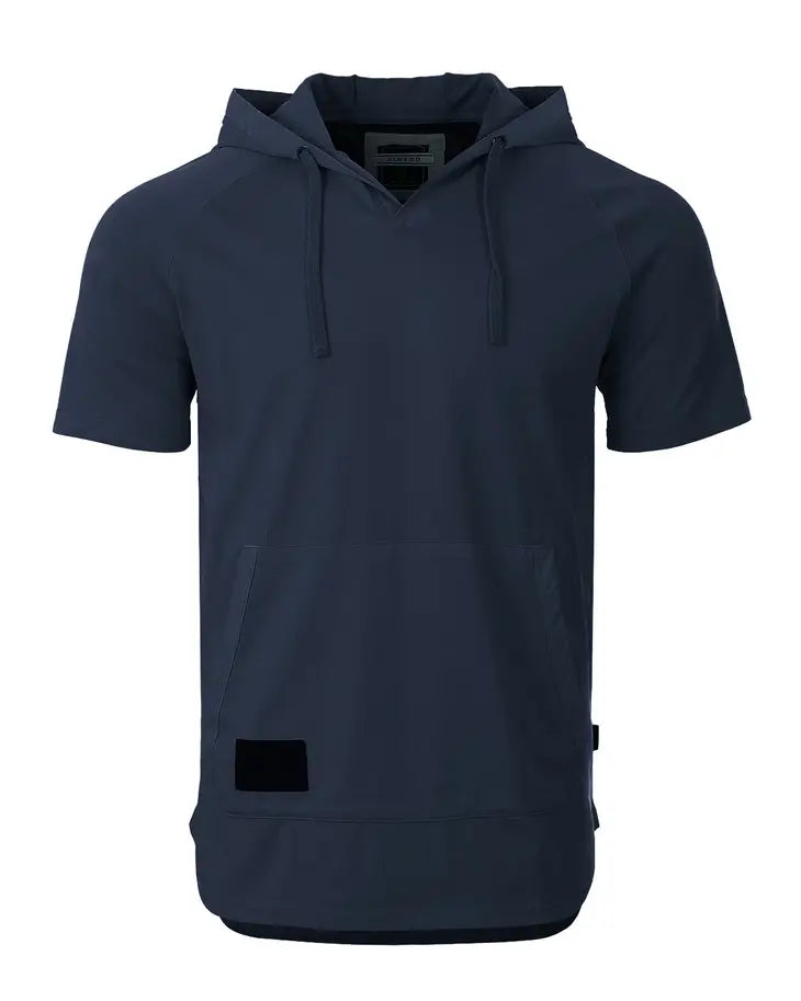 ZIMEGO Men's Short Sleeve Color Dyed Casual Hoodie