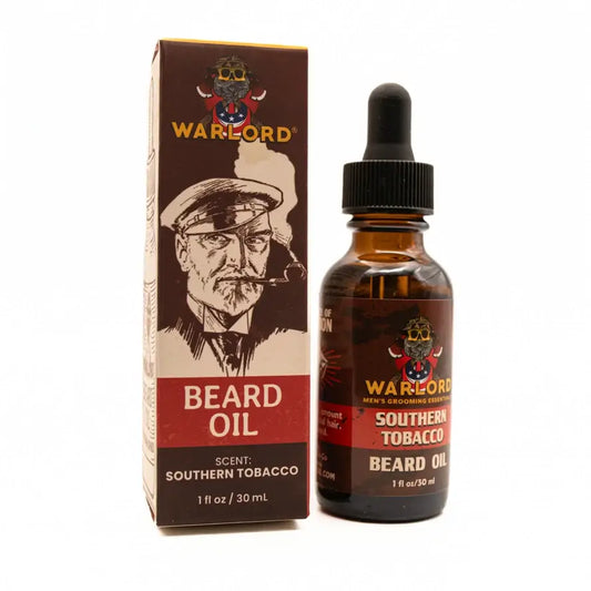 Men's Grooming - WARLORD - Beard Oil with Southern Tobacco scent for deep conditioning and relief from beard itch.