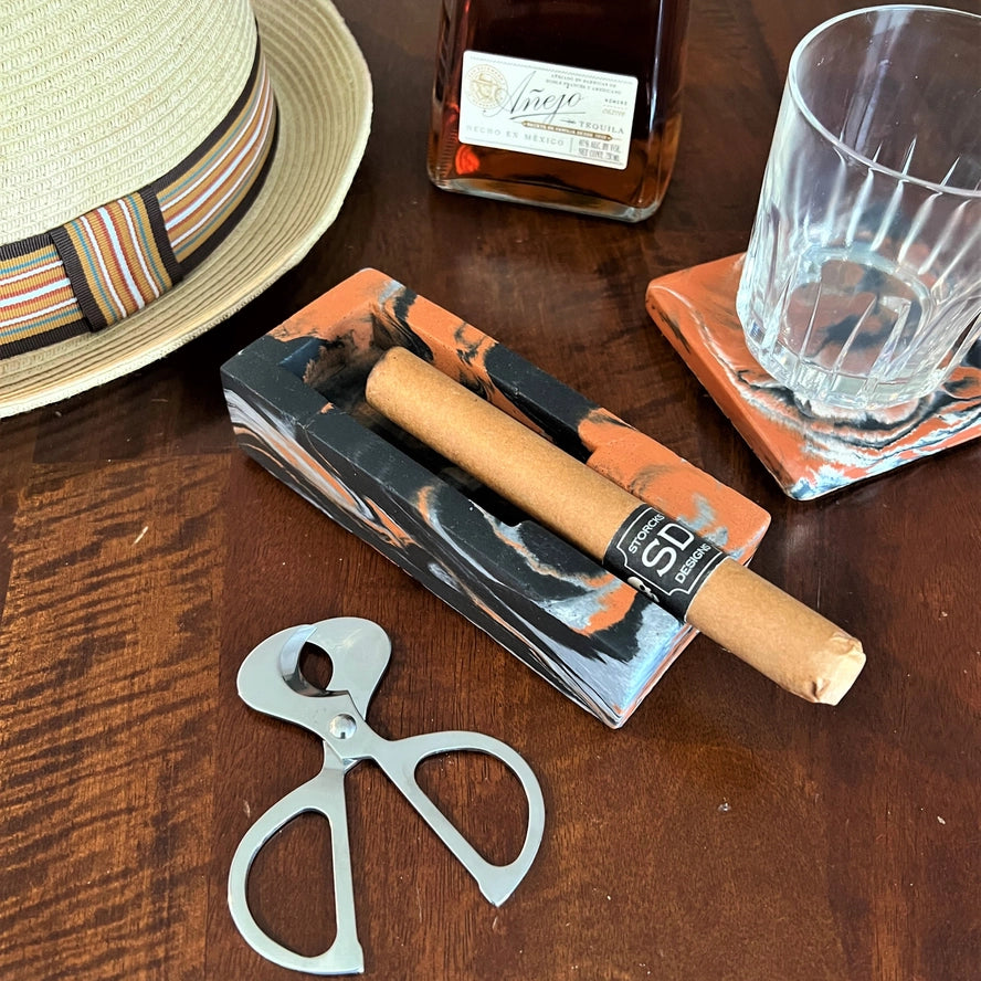Concrete Cigar Ashtray and Coaster Set