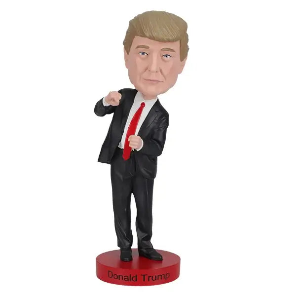 Trump Dance Bobblehead capturing Donald Trump's dance moves, premium quality bobbleheads, 8 inches tall, hand-painted.