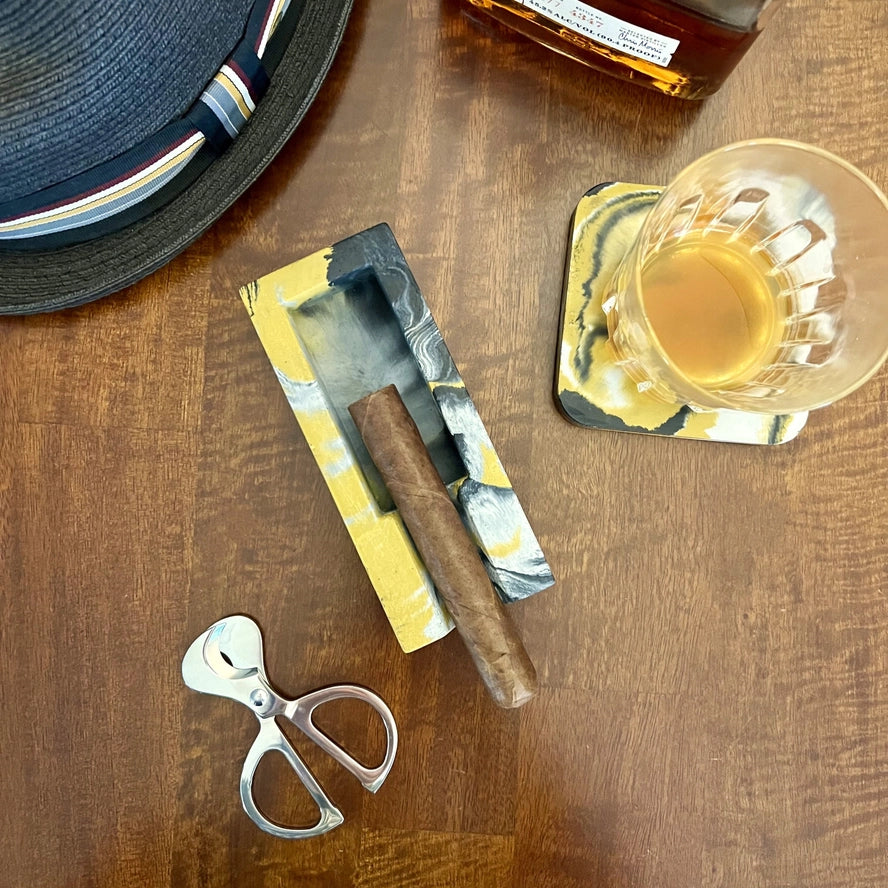 Concrete Cigar Ashtray and Coaster Set