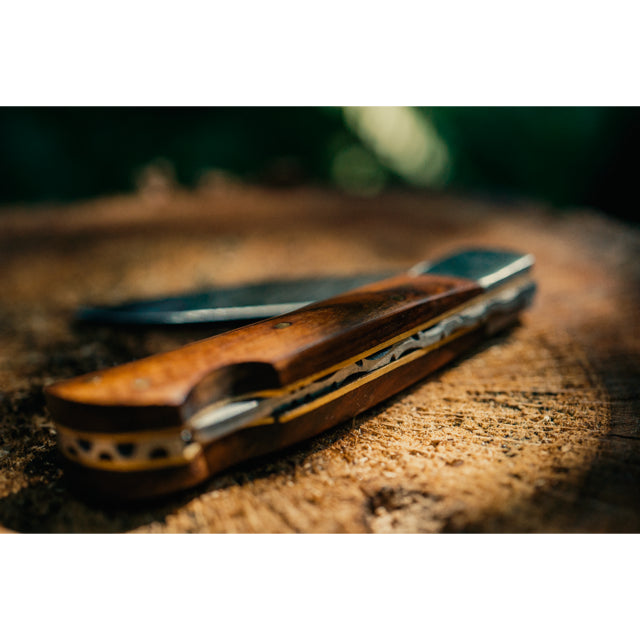 Damascus Walnut Pocket Knife